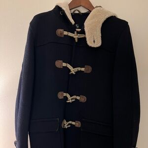 Men's Black Pea Coat with Toggle Closure